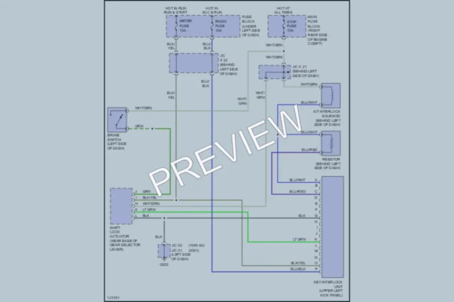 2001 Mazda Miata Shift Interlocks wiring diagram preview
