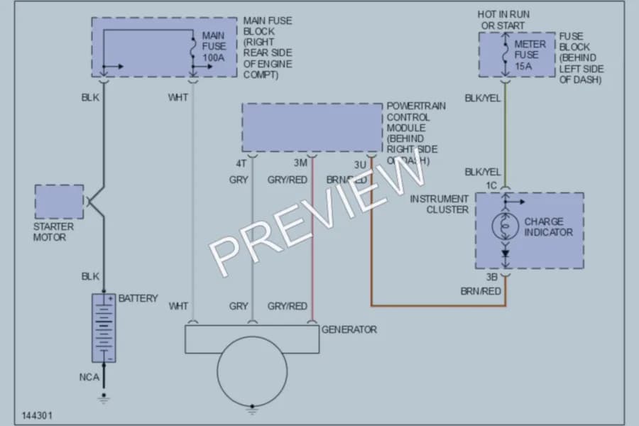 2001 Mazda Miata Starting Charging wiring diagram preview