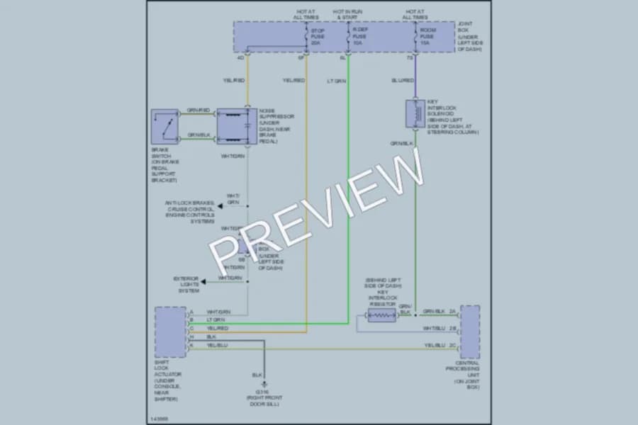 2001 Mazda Millenia Shift Interlocks wiring diagram preview