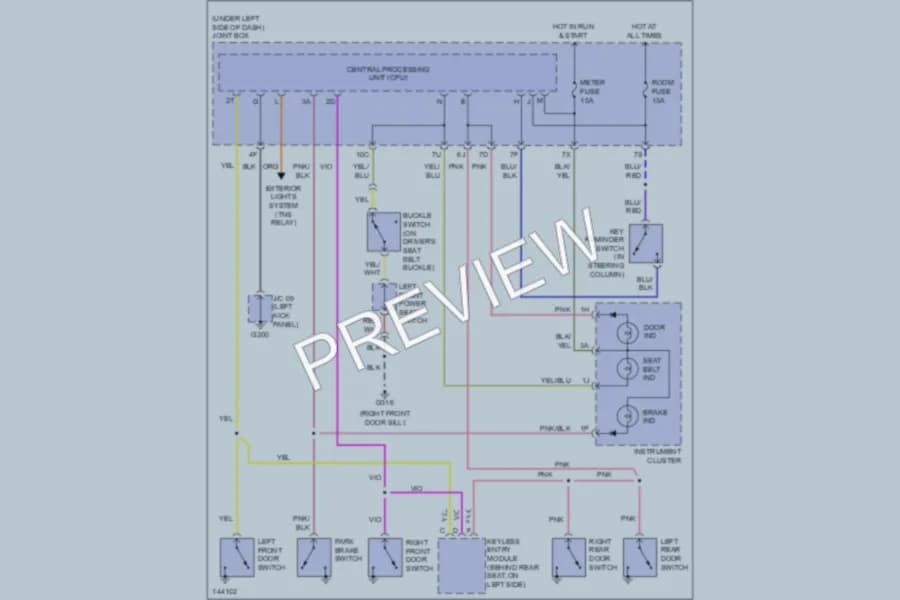 2001 Mazda Millenia Warning Systems wiring diagram preview