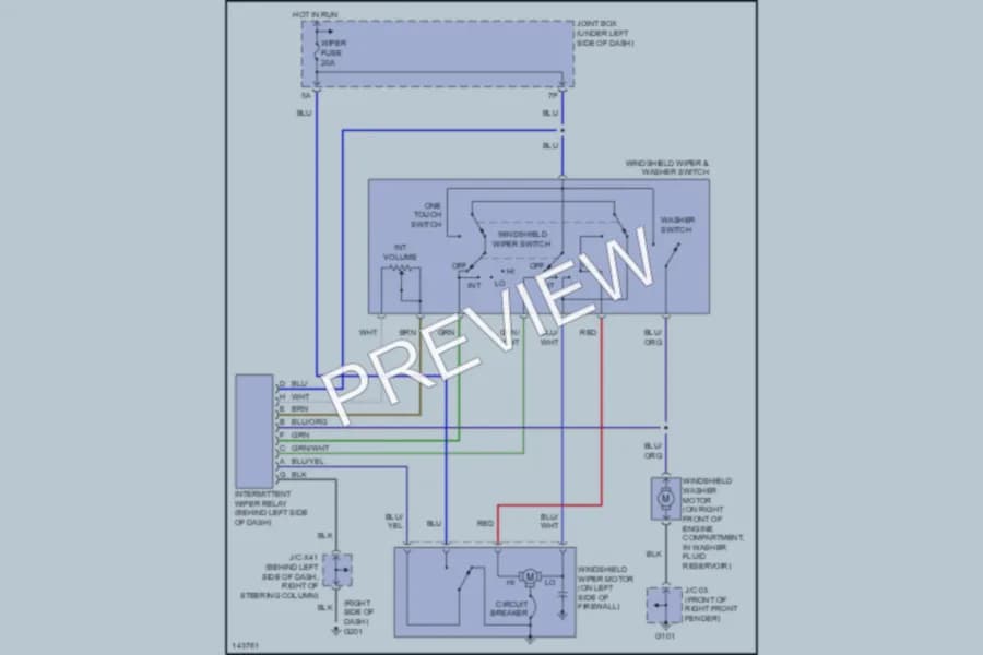 2001 Mazda Millenia Wiper Washer wiring diagram preview