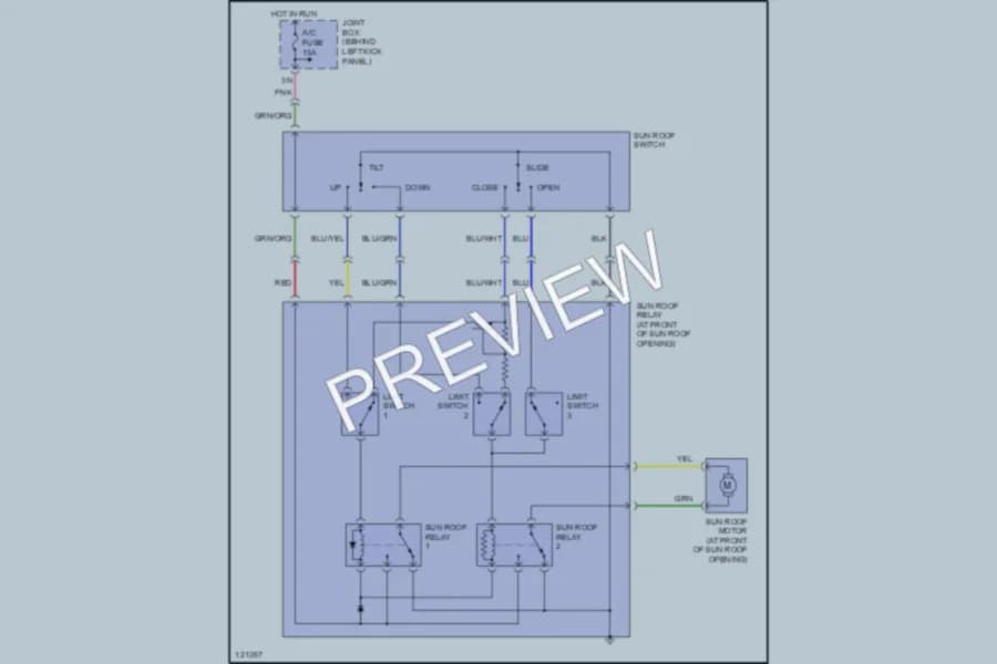 2001 Mazda Protege Power Top Sunroof wiring diagram preview