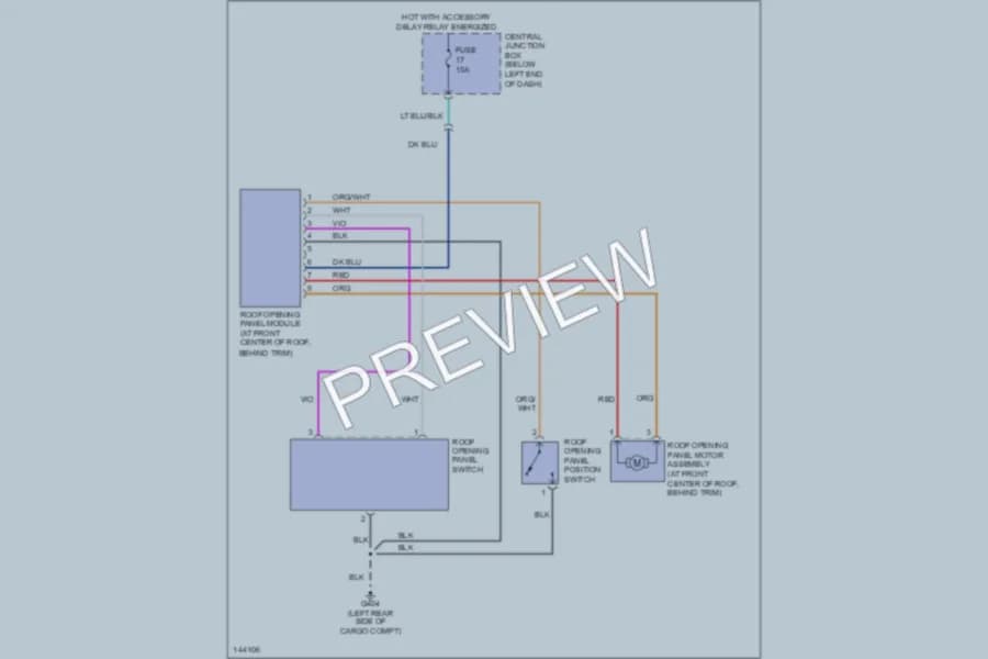 2001 Mazda Tribute Power Top Sunroof wiring diagram preview