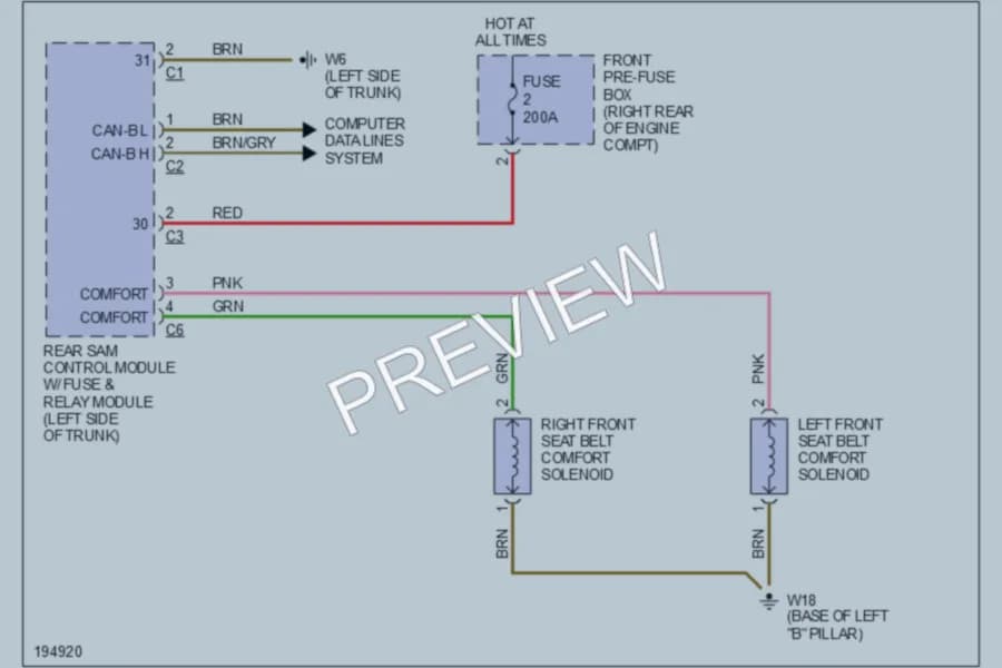 2001 MercedesBenz C240 Passive Restraints wiring diagram preview
