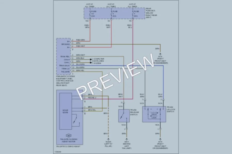 2001 MercedesBenz E430 Trunk Tailgate Fuel Door wiring diagram preview
