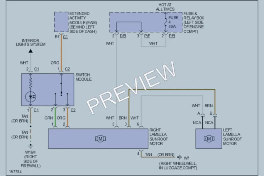 2001 MercedesBenz ML320 Power Top Sunroof wiring diagram preview