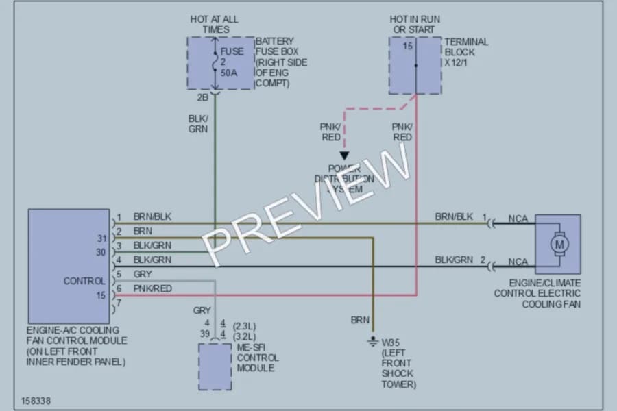 2001 MercedesBenz SLK320 Cooling Fan wiring diagram preview