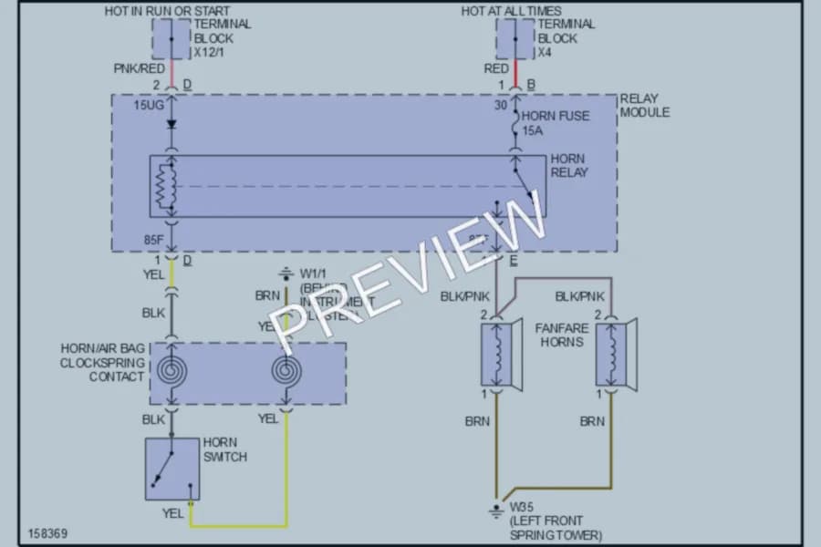2001 MercedesBenz SLK320 Horn wiring diagram preview