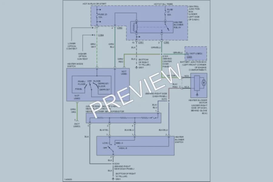2001 Mercury Cougar Air Conditioning wiring diagram preview