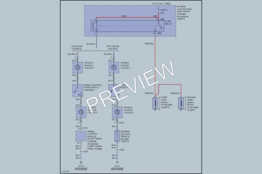 2001 Mercury Cougar Horn wiring diagram preview