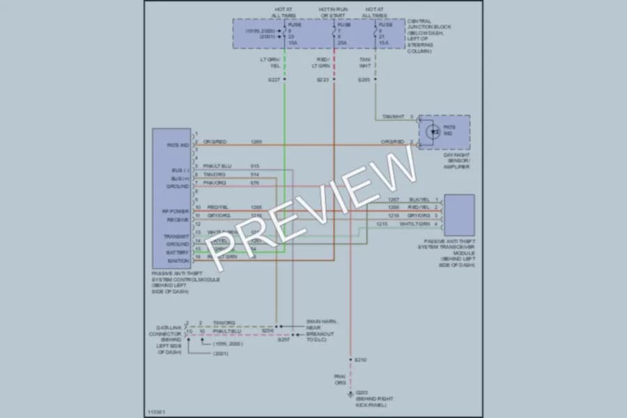 2001 Mercury GrandMarquis Anti Theft wiring diagram preview