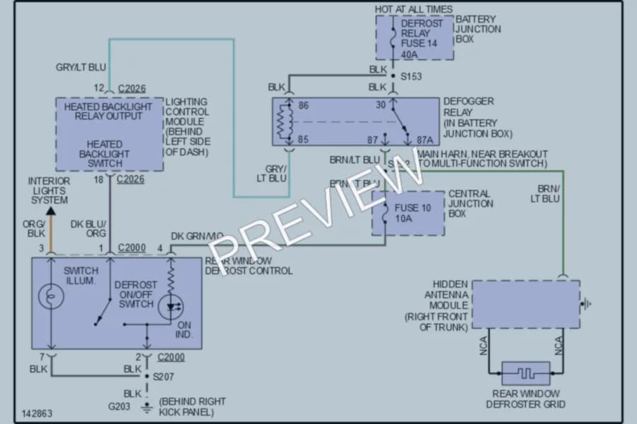 2001 Mercury GrandMarquis Defoggers wiring diagram preview