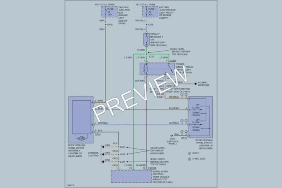 2001 Mercury Villager Power Top Sunroof wiring diagram preview