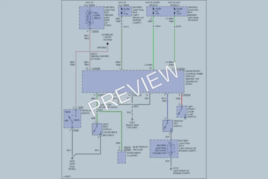 2001 Mercury Villager Warning Systems wiring diagram preview