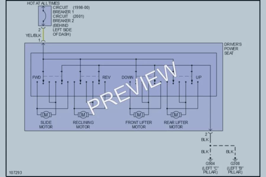 2001 Nissan Altima Power Seats wiring diagram preview