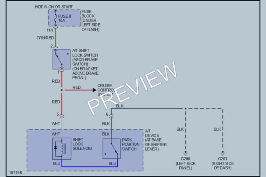 2001 Nissan Altima Shift Interlocks wiring diagram preview