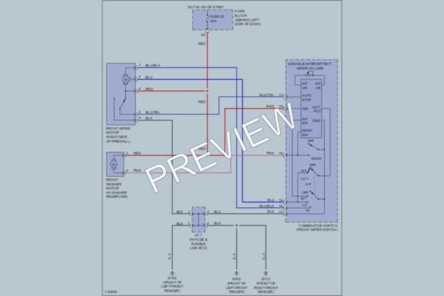 2001 Nissan Maxima Wiper Washer wiring diagram preview