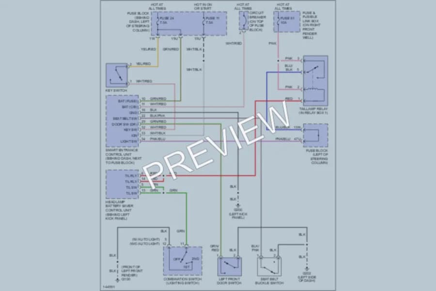 2001 Nissan Pathfinder Warning Systems wiring diagram preview