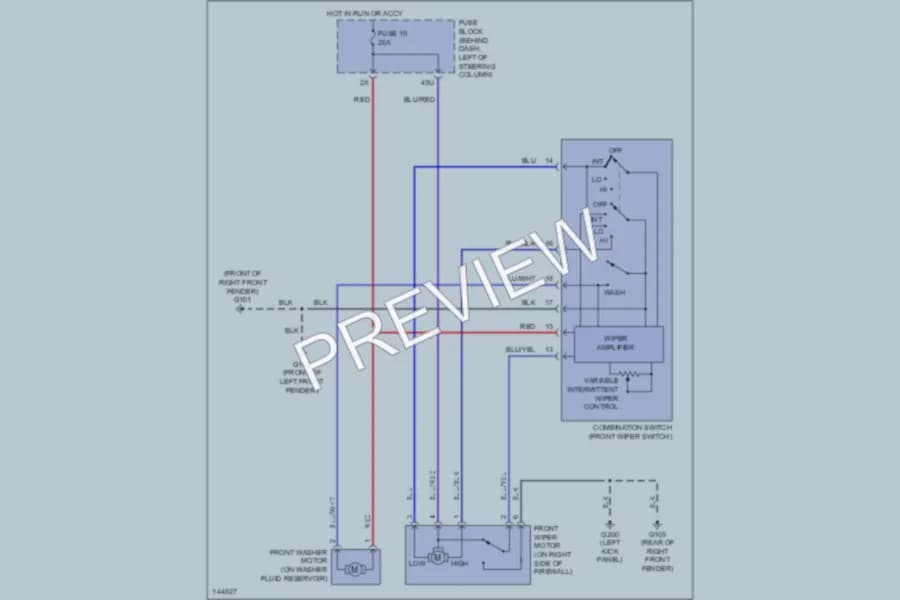 2001 Nissan Pathfinder Wiper Washer wiring diagram preview