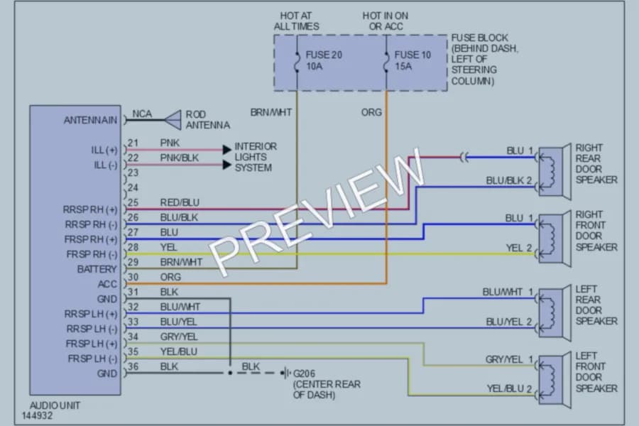 2001 Nissan Quest Radio wiring diagram preview
