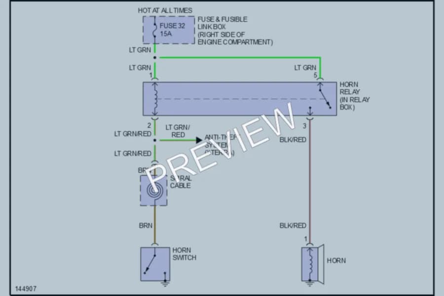 2001 Nissan Xterra Horn wiring diagram preview