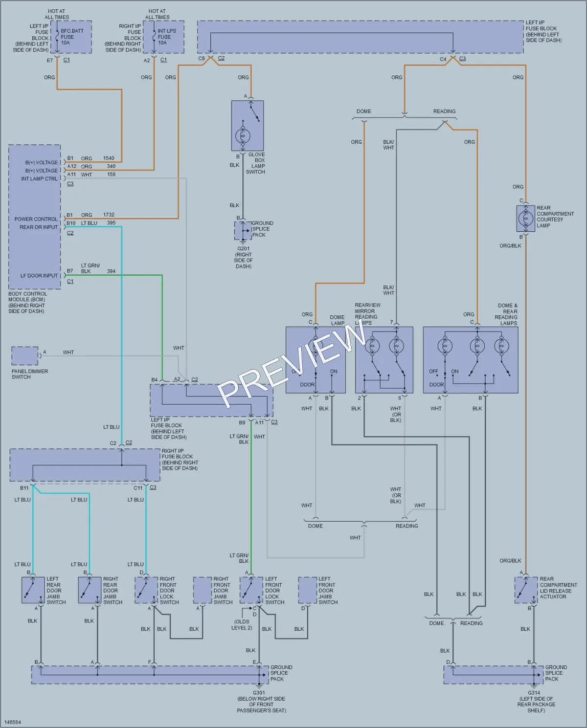 2001 Oldsmobile Alero Interior Lights wiring diagram preview