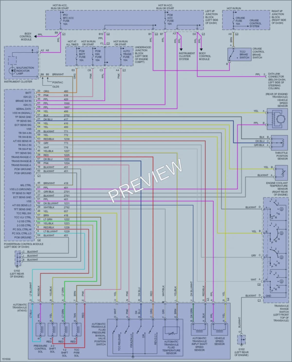 2001 Oldsmobile Alero Transmission wiring diagram preview