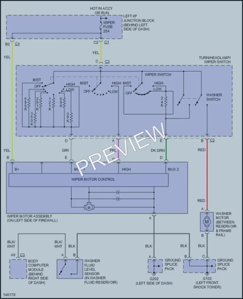 2001 Oldsmobile Alero Wiper Washer wiring diagram preview