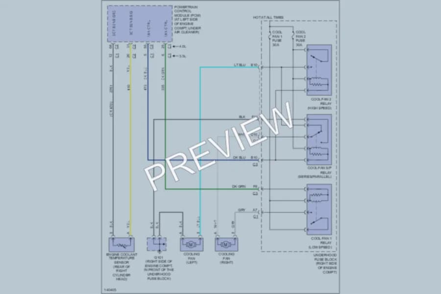 2001 Oldsmobile Aurora Cooling Fan wiring diagram preview