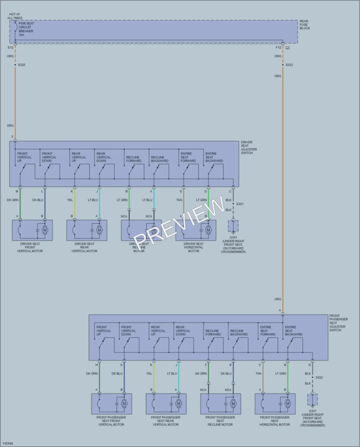 2001 Oldsmobile Aurora Power Seats wiring diagram preview