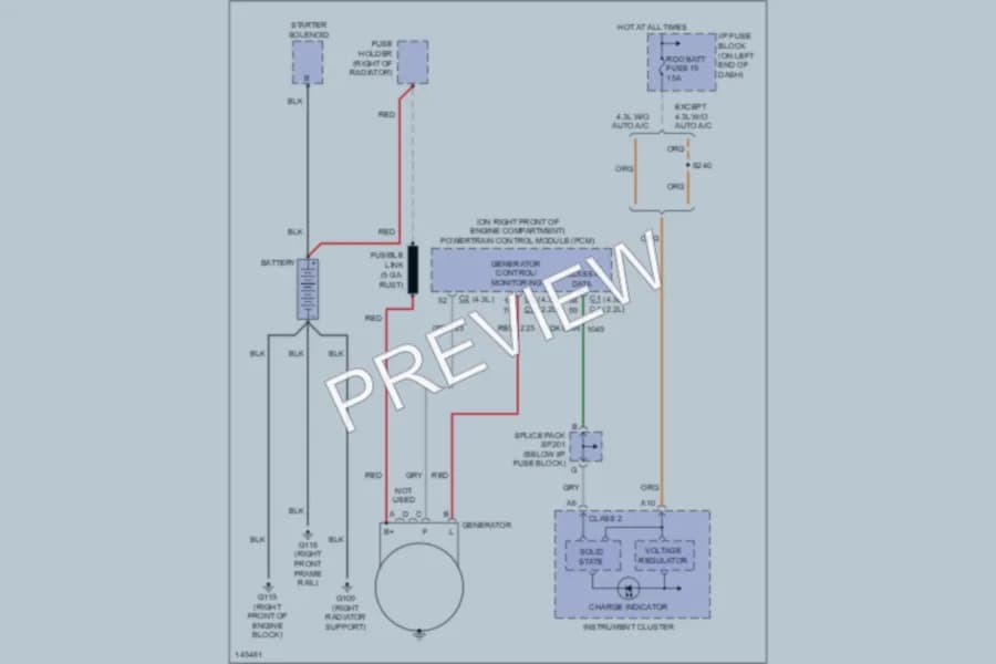 2001 Oldsmobile Bravada Starting Charging wiring diagram preview