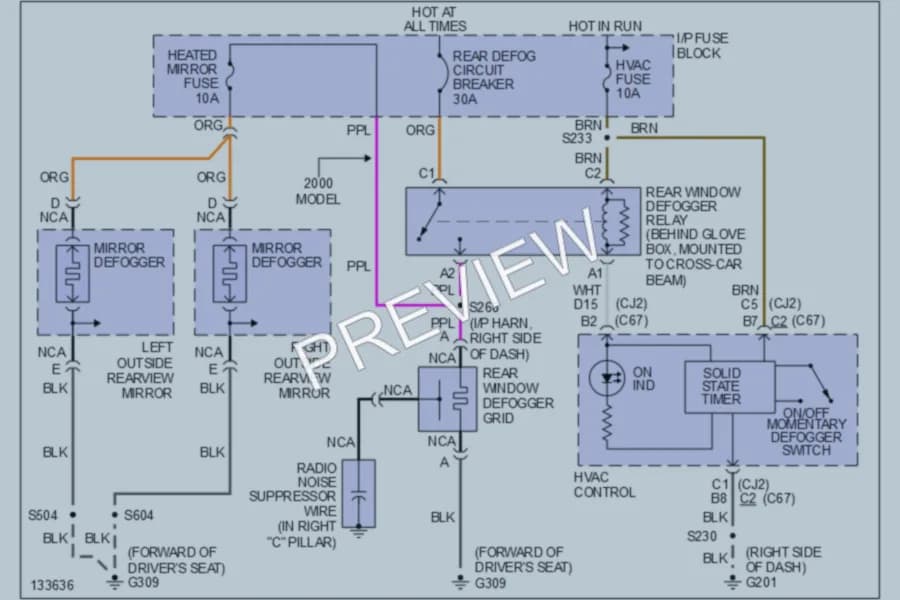 2001 Oldsmobile Intrigue Defoggers wiring diagram preview