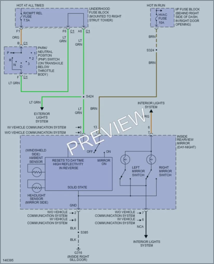 2001 Oldsmobile Intrigue Power Mirrors wiring diagram preview