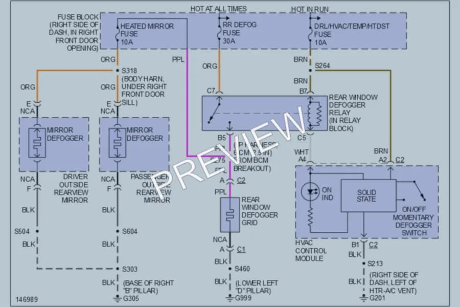 2001 Oldsmobile Silhouette Defoggers wiring diagram preview
