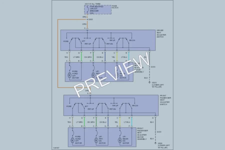 2001 Oldsmobile Silhouette Power Seats wiring diagram preview