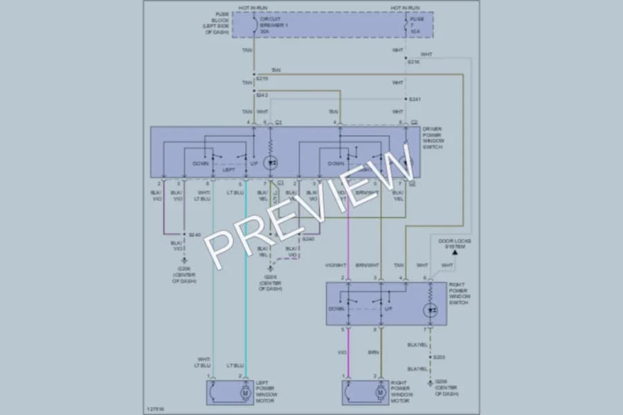 2001 Plymouth Neon Power Windows wiring diagram preview