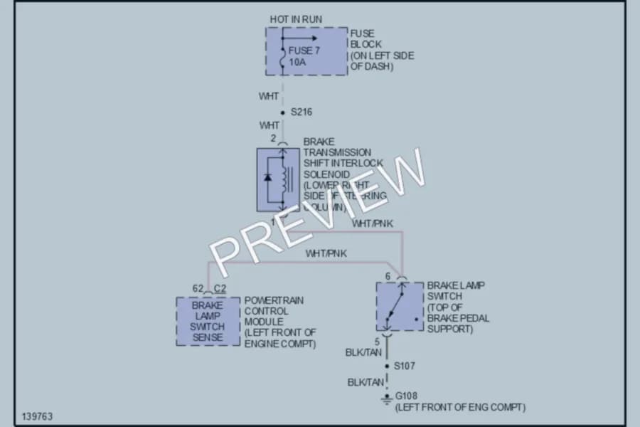 2001 Plymouth Neon Shift Interlocks wiring diagram preview