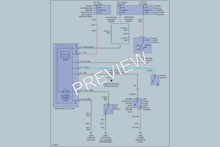 2001 Plymouth Neon Warning Systems wiring diagram preview