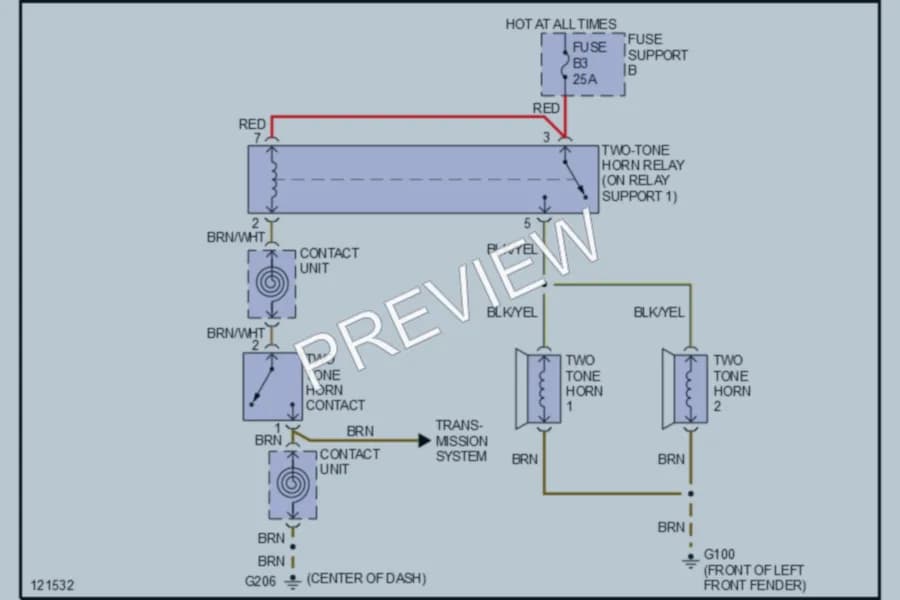 2001 Porsche 911 Horn wiring diagram preview
