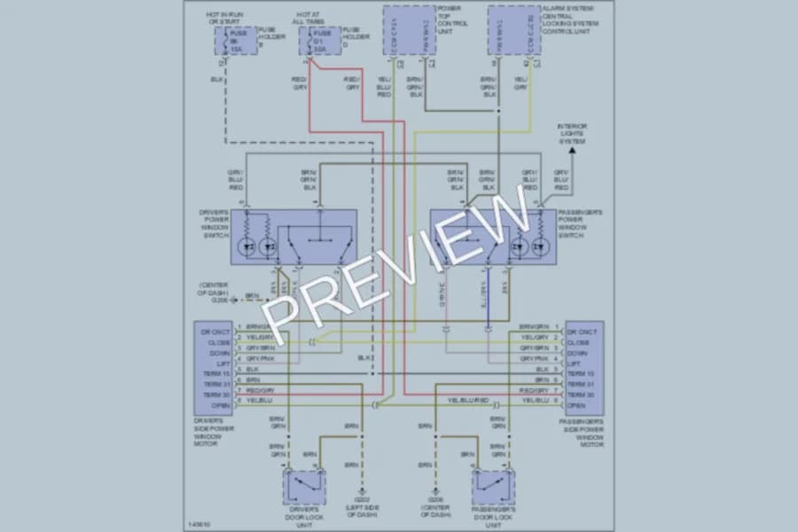 2001 Porsche Boxster Power Windows wiring diagram preview