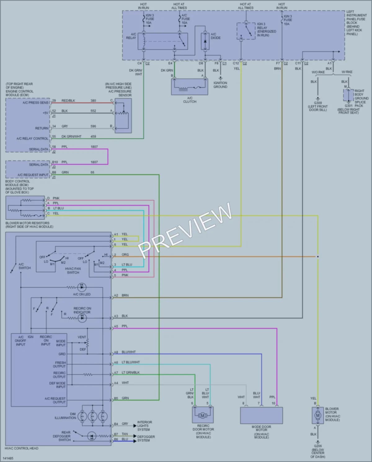 2001 Saturn L100 Air Conditioning wiring diagram preview