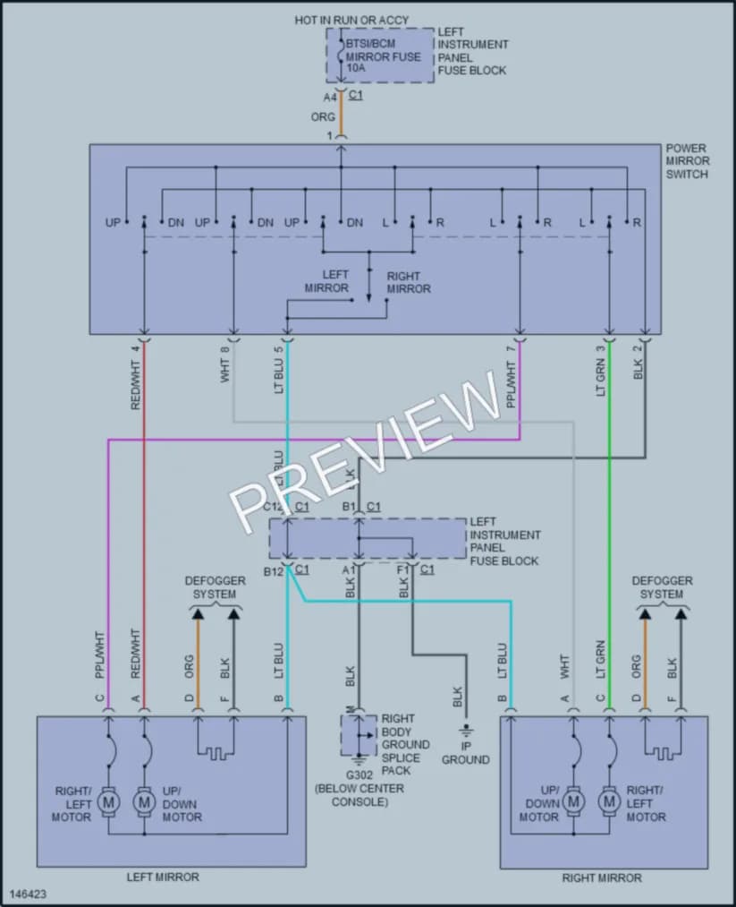 2001 Saturn L100 Power Mirrors wiring diagram preview