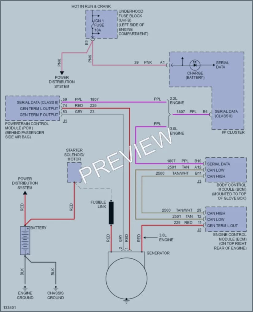 2001 Saturn L100 Starting Charging wiring diagram preview