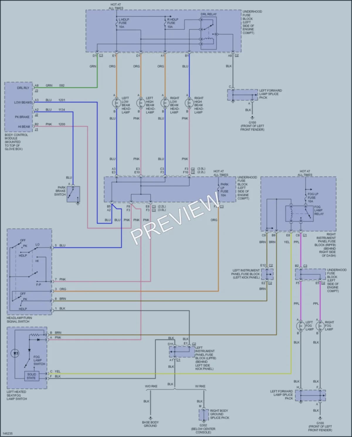 2001 Saturn L200 Headlights wiring diagram preview