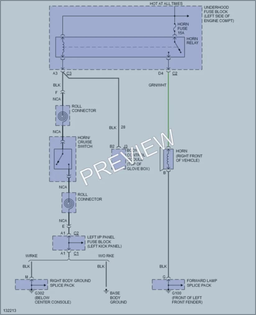 2001 Saturn L300 Horn wiring diagram preview