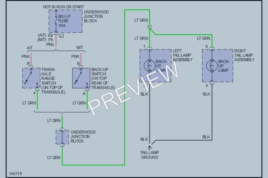2001 Saturn LW200 Exterior Lights wiring diagram preview