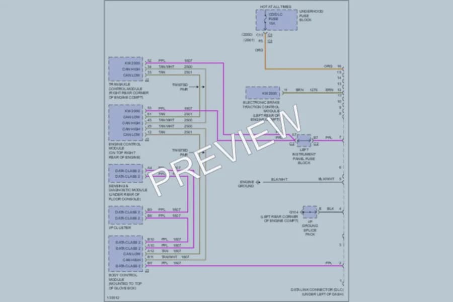 2001 Saturn LW300 Computer Data Lines wiring diagram preview