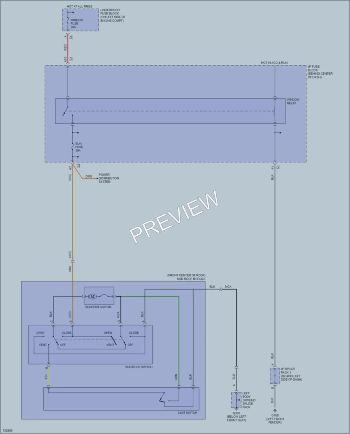2001 Saturn SC1 Power Top Sunroof wiring diagram preview