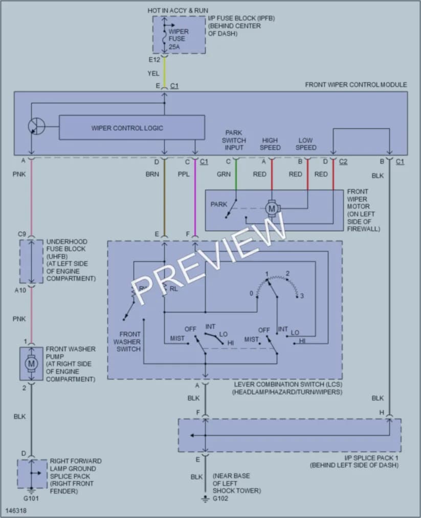 2001 Saturn SC1 Wiper Washer wiring diagram preview