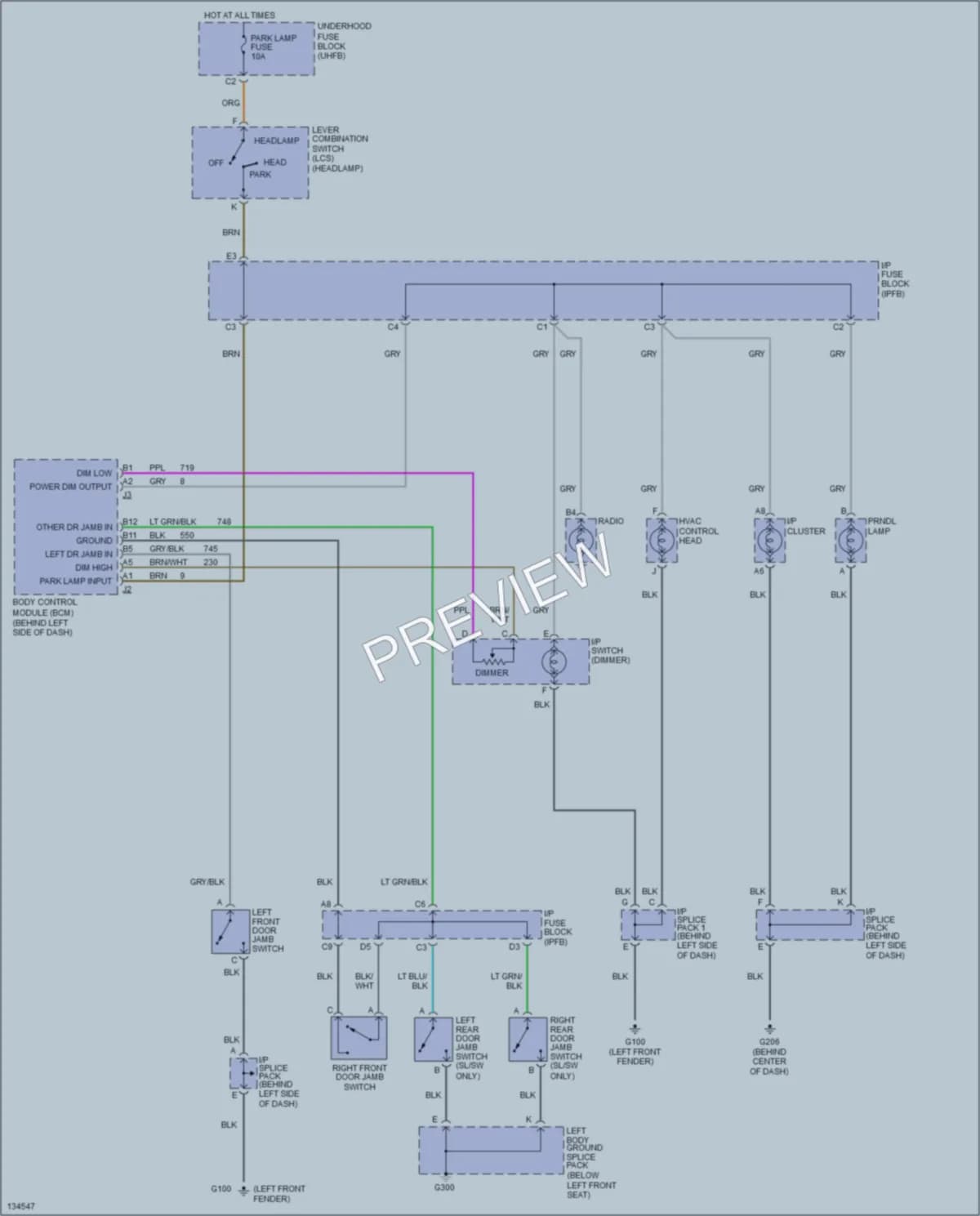 2001 Saturn SC2 Interior Lights wiring diagram preview